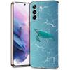 Phone Case For Samsung S24 Ultra S23 FE S22 S20 S21 5G S10 S9 Plus S10E S8 Soft Clear lovely Cartoon sea turtle ocean blue Cover