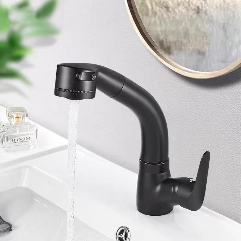 360° Rotate Mixer Tap Basin Faucet Deck Mount HotandCold Sink Sprayer Stretchable Bathroom Faucet 2 Ways Bathroom Crane Faucets