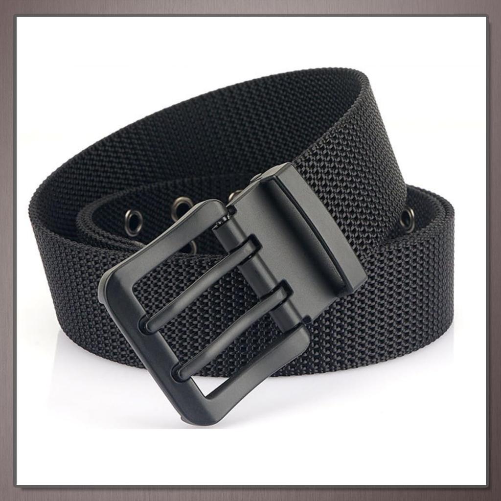 [One Limitation] Men's Wide Casual Belt with Double Pin Buckle, Adjustable, Durable Design, BP790 (Classic Camouflage)