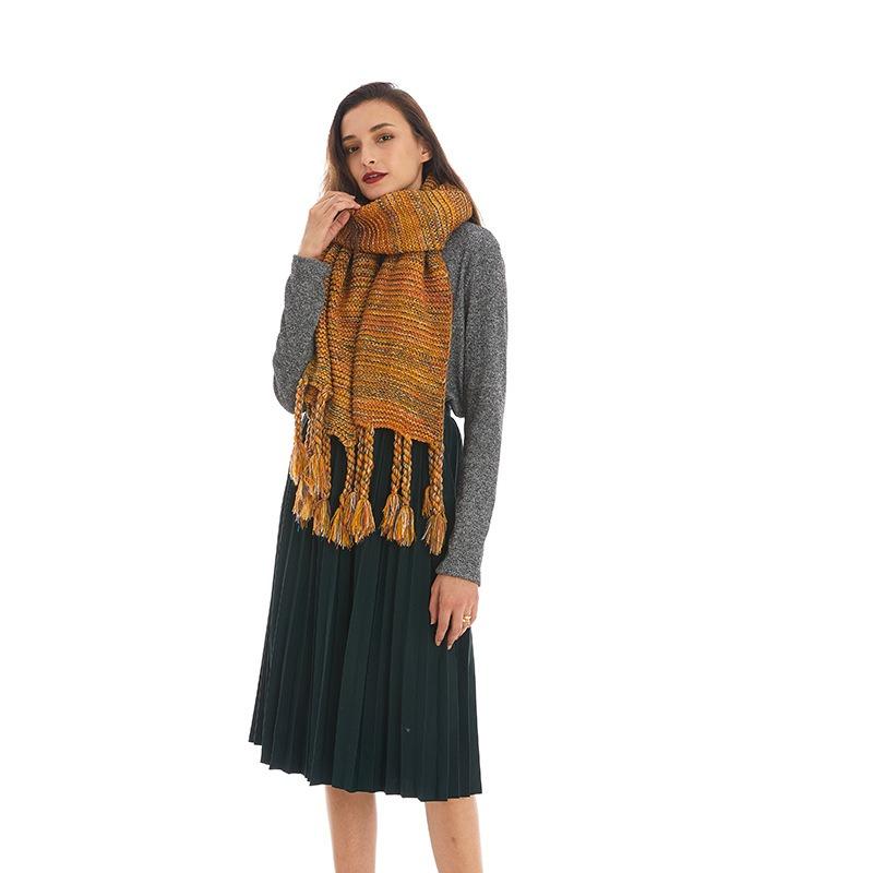 Knitted wool scarf female winter student long versatile warm scarf high sense