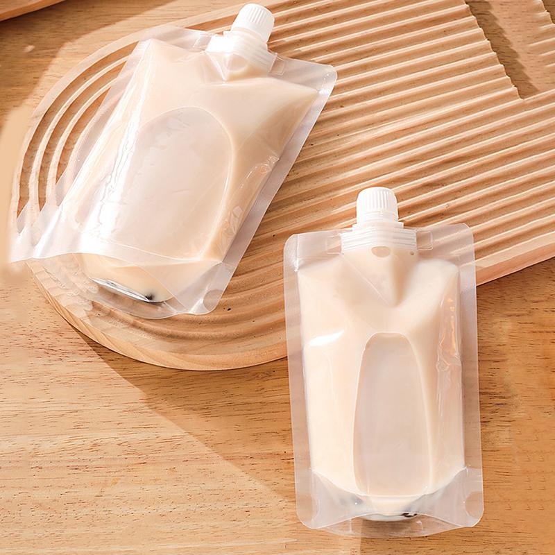 100Pcs Stand Up Liquid Spout Pouch Bag / Clear Plastic Beverage Container Juice Storage Spout Bags
