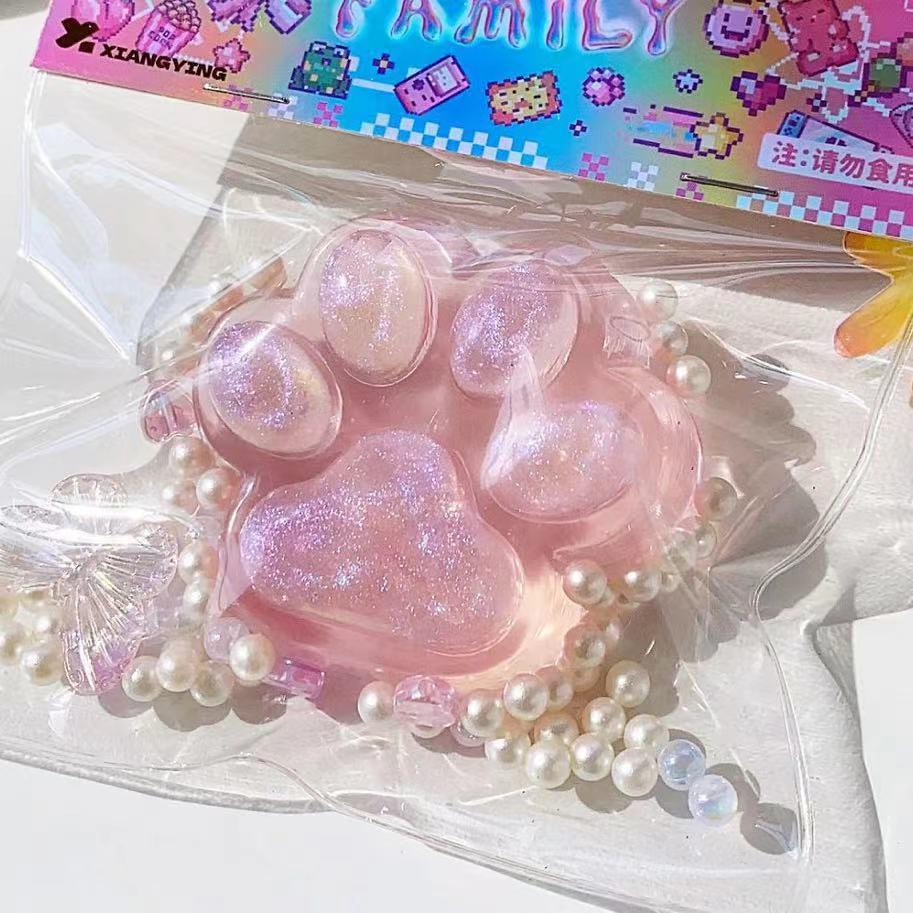 Pink Gold Cat Paw Squishy Toy for Girls - 2024 Decompression Artifact