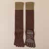 Autumn and Winter Five-finger Yoga Socks, Calf Socks, Pressure Sports, Anti-slip, Color-blocked Pilates, Long Toe Split Socks