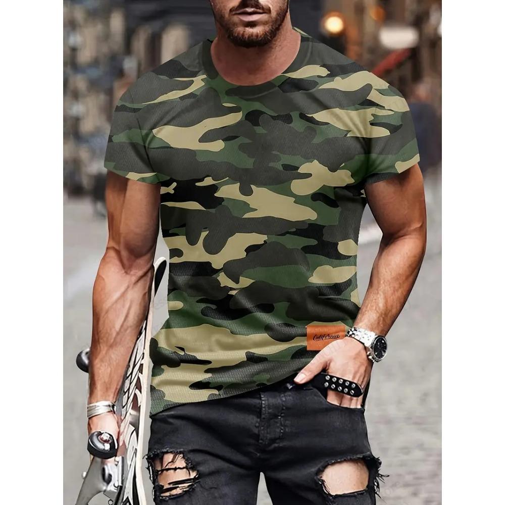 Men's Tactical Camo Camouflage 3d Print T-shirt Men Women Fashion Short Sleeve Tshirt Kids Tops Tees Men Clothing Outdoor Sports