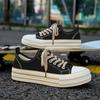 2026 New Platform Canvas Shoes Men's Height Increase Retro Black Low-top Breathable Canvas Student Casual Men's Shoes