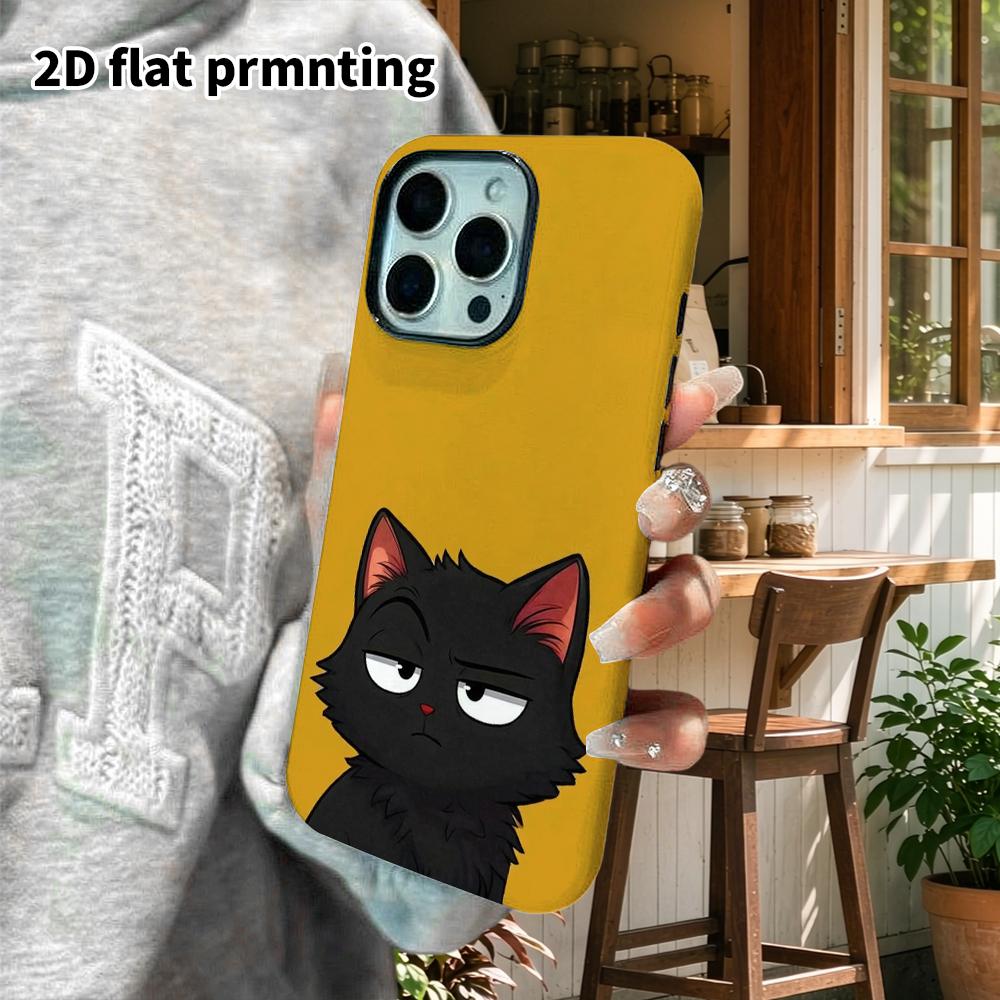 Phone Case: 2D Flat Design Suitable for iPhone 18, 17, 16, 15, 14, 13 Pro Film Protective Case, Couple Style, Indifferent Black Cat, Christmas and Hal