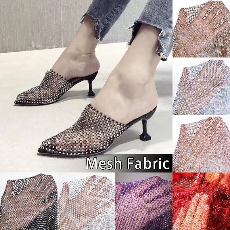 50x120cm Glitter Rhinestone Mesh Fabric Stretch Net Cloth Trim Sew Dress Costume DIY Sewing Craft Dress Supplies New