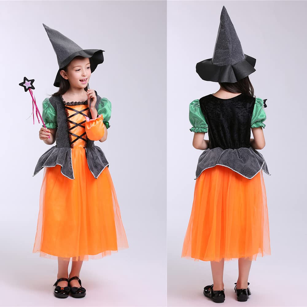 Halloween Devil Witch Cosplay Costume Shrine Maiden Wizard Costume Kids Girls Children Elementary School One Piece Dress Tulle Performance Costume