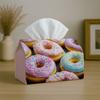 2D Flat 1pc Tissue Box Donuts And Colorful On Modern Abstract - Multifunctional Napkin Dispenser for Home, Party, Car Decor - Decorative Tissue Paper 
