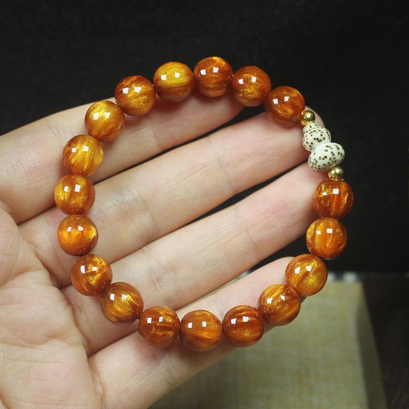 10mm Golden Sea Willow Buddhist Bead Bracelet Star Moon Gourd Fashion Hand Ornament Gift
