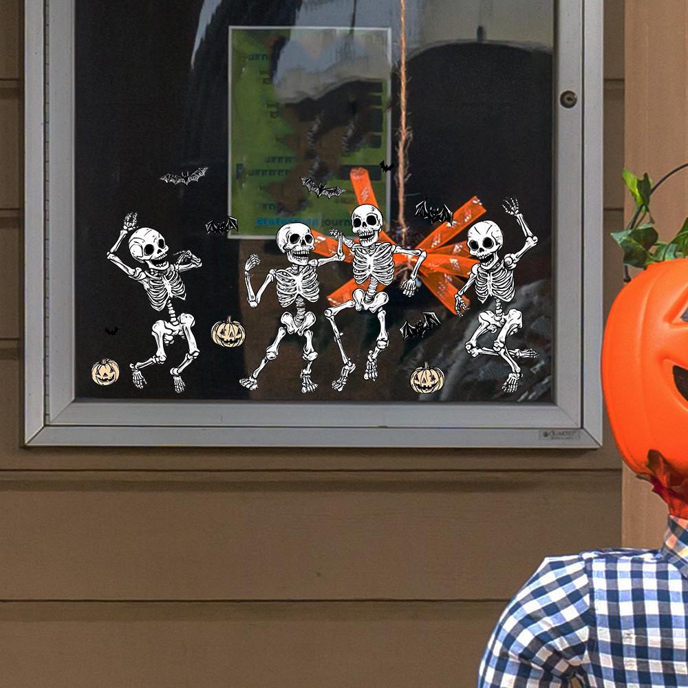 Uv Halloween Static Glueless Pvc Bat Skeleton Home Decoration Stickers Wall