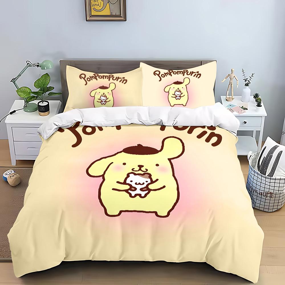 Cartoon Pom Pom Pudding Duvet Cover Queen King Size Bedding Set Adult Boys Girls Bedroom Decoration Children Gift Double 3 Pcs