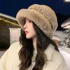 Winter Hat Women Cold Warm Furry Versatile Face Small Bucket Hat Casual Cotton Hat Big Head Circumference Ear Hat