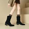 Women's high-heeled short boots autumn and winter new suede large-size casual Roman boots