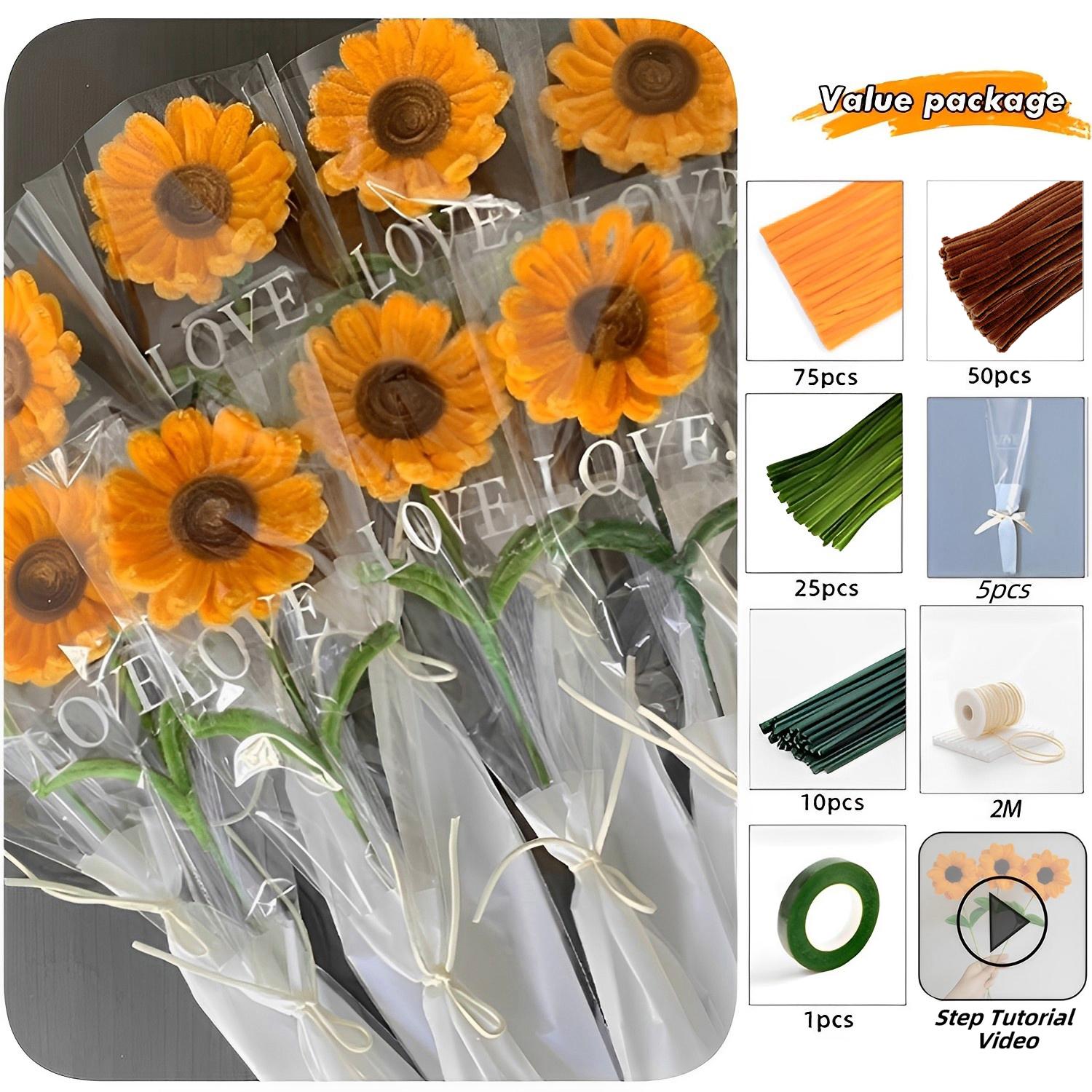 

Pipe Cleaner Flower Kits DIY Handcrafts Supplies,for Artificial Sunflower Bouquets Making, Wedding Birthday Festival Gift