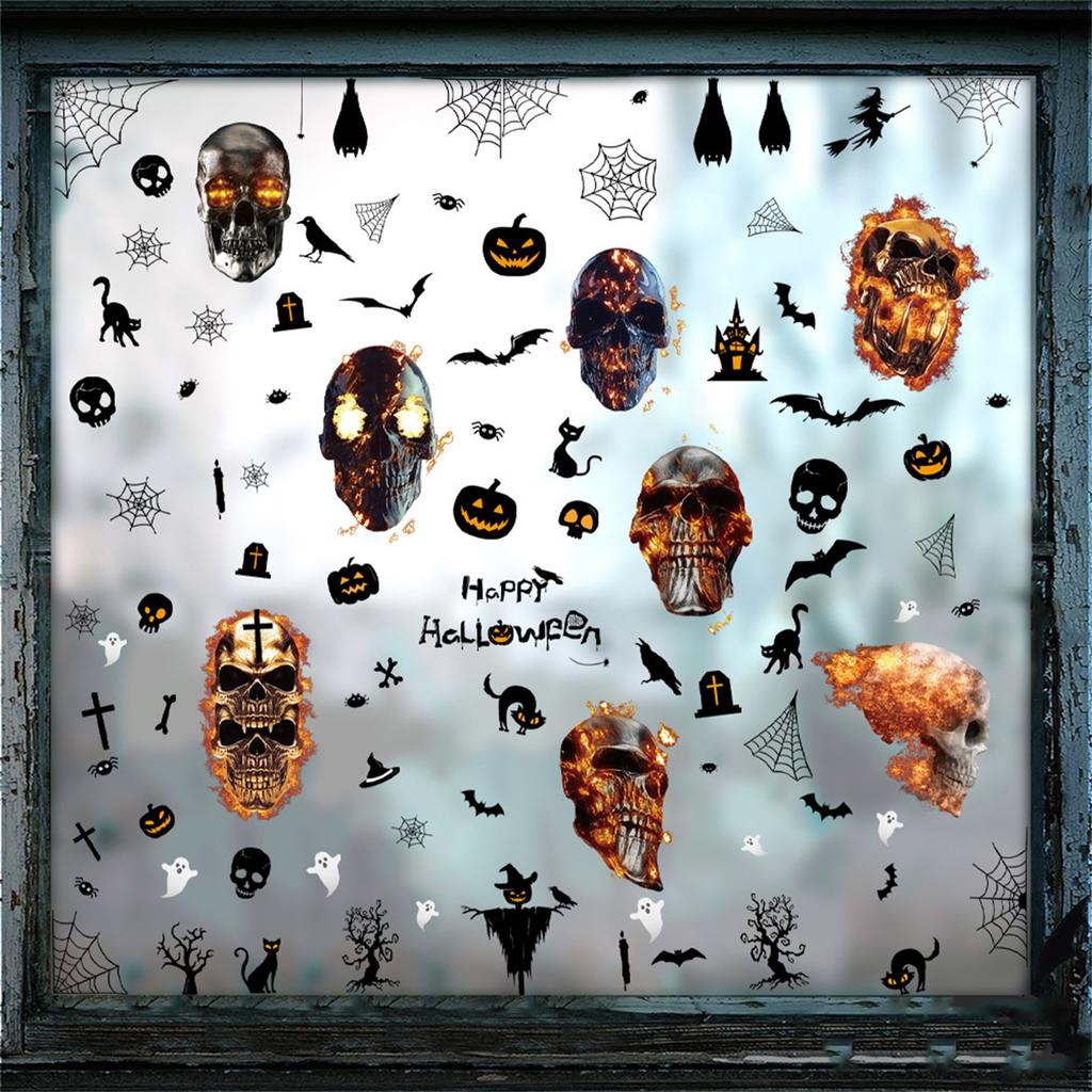 Adesivi per Finestra Casa Infestata di Halloween Luminescenti 10 Fogli Fantasma Spaventoso Zucca Pipistrello Strega Adesivi per Finestra per Festa