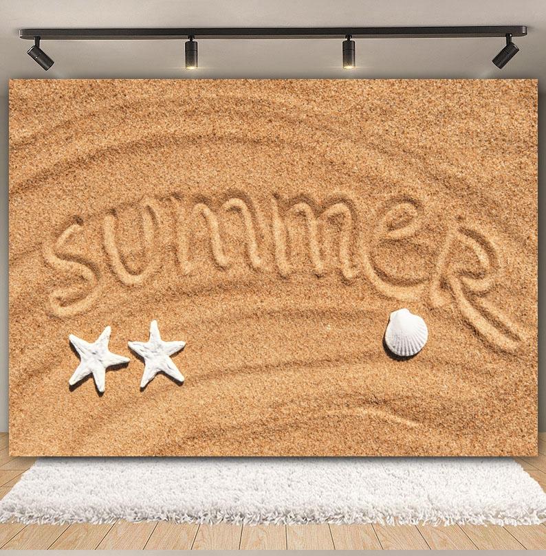 Sommer Strand Sand Hintergrund Fotografie Tropisch Hawaii Meeresufer Seestern Muschel Baby Geburtstag Feiertagsparty Hintergrund Foto Requisiten