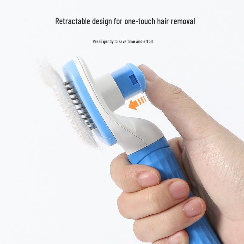 One-Click Self-Cleaning Dog Hair Comb - Stainless Steel Pet Shedding Brush