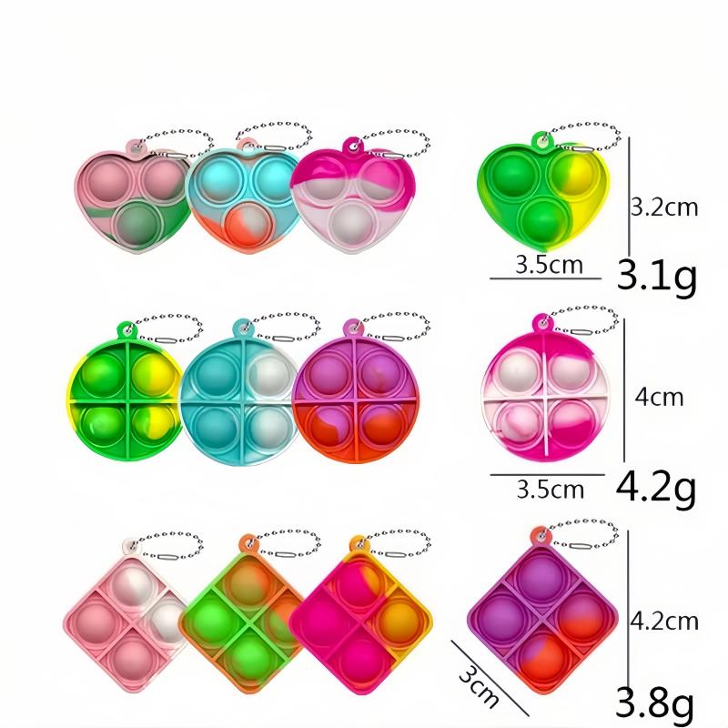 12Pcs Pop Keychains Fidget Toys Push Stress Relief Sensory Toys for Kids Classroom Prizes Birthday Party Favors Bulk Pack