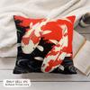 Japanese Painting Cushion Cover Soft Short Plush Pillow Cover Smooth Cozy Texture Aesthetic Cushion Case Home Decor