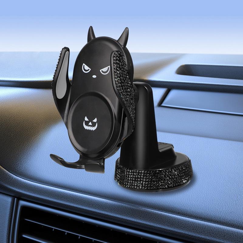 Diamond Crystal Gravity Car Cell Phone Holder Cute Smiling Face Auto Telphone Navigation Rotary Stand Car Accessories for Women
