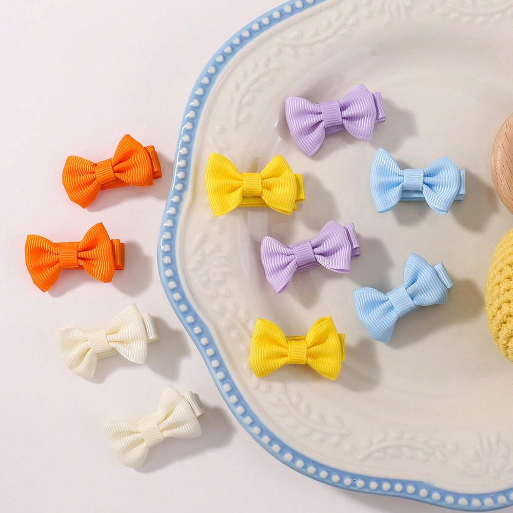30pcs/Set Cute Dopamine Color Fabric Hair Bow Clips for Girls Rainbow 1.5'' Mini Bowbots Hairpins Headwear Kid Hair Accessories