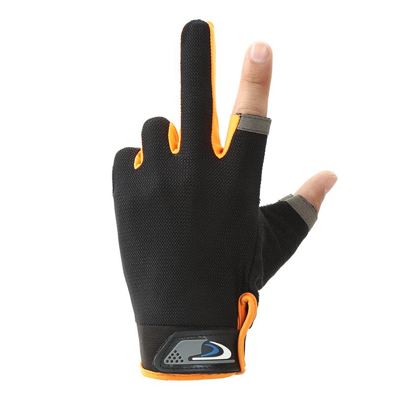 Fishing gloves Outdoor Use sunscreen anti-skid flying drink Luya breathable dew two-finger touch screen sports bicycle riding gloves