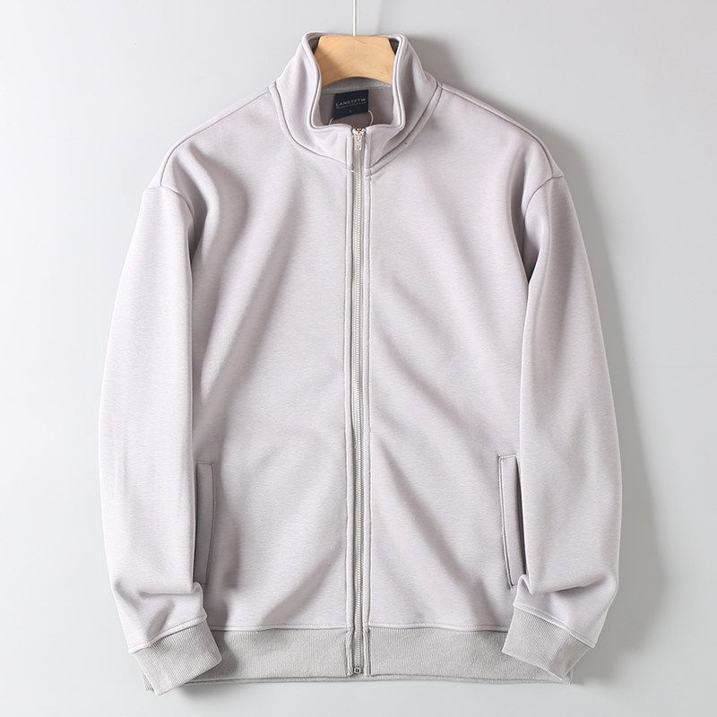 Foreign Trade Original Order Heavy Velvet Coat Men's 2024 Autumn and Winter New Warm American Solid Stand Collar Hoodie Jacket Tide