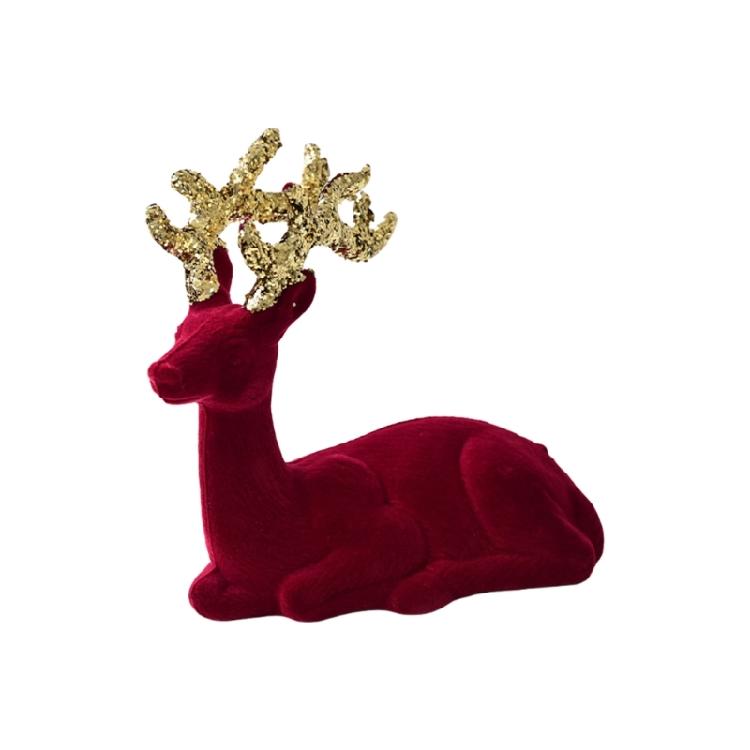 Christmas Reindeer Figurines with Glittered Antler and Feet Artificial Animal Crafts Tabletop Ornament Home Decoration