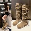 Temperament retro boots children's new autumn thick heel heightened pile boots look thin but knee boots