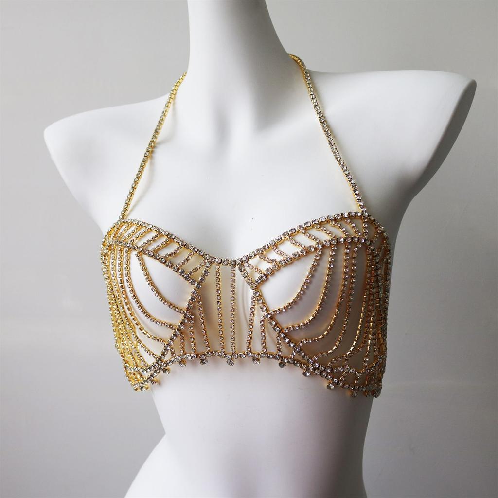 European And American Hollow Bras, Nightclub Multi-Layer Fringed Rhinestone Bra Chains, Sexy Women Wear Jewelry Accessories