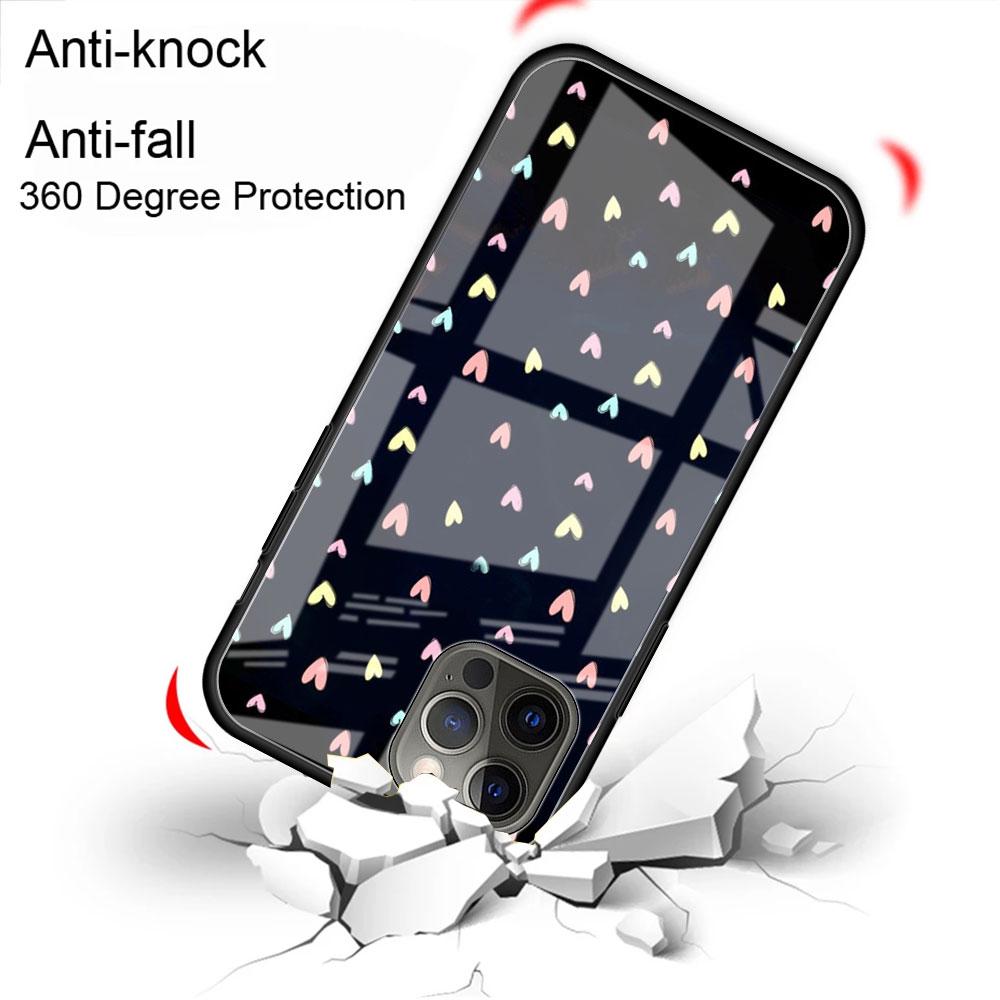 Glass Case For Apple iPhone 14 13 Pro 11 12 7 8 Plus SE 2022 XR X XS Max 6 6S Tempered Phone Cover LOVE Heart