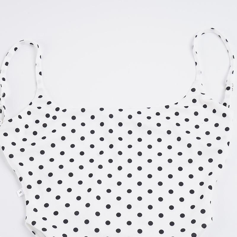 Europäischer Sexy Gepunkteter Schnürrücken-Bodysuit - Figurbetontes U-Ausschnitt-Design