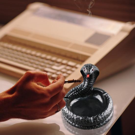Snake Ashtray Resin End Table Ashtray Artistic Coiling Snake Ashtray Reptile Lover Gift for Year of The Snake Home Office Decor