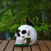 Halloween Skull Statue Creative Vintage Resin Skeleton Figurine Gothic Crow Skull Statue Halloween Home Party Desktop Decoration