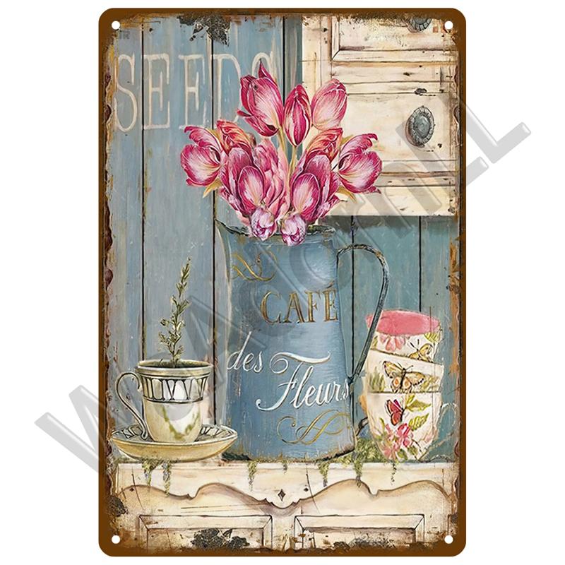 Retro Tin Sign For Cafe Garden Decorations Vintage Metal Sign Home Wall Art Mural Plaque Plate Room Decor Farm Painting Gift