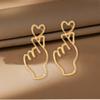 Niche Personality Design Sense Temperament Simple Heart Earrings Women's Fashion Retro Small Hand Love Stud Earrings