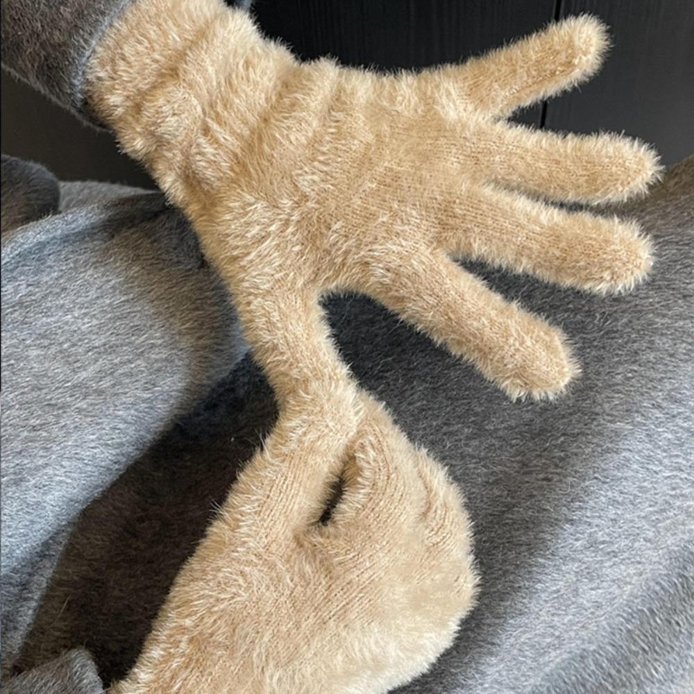 

Thicken Warm Knitting Gloves Touch Screen Soft Plush Gloves for Cycling Driving
