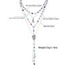 3 Western Style Denim Hat Boots Pendant Pull-out Necklace Long Colorful Round Bead Chain Y-shaped Women's Necklace Sweater Chain