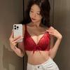 Small breasts gather and show large bras for women without steel ring soft support anti-sagging adjustment type lace design underwear set