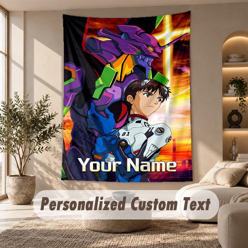 Tapestry Custom Name Text, Wall Hanging Tapestry Home Room DecorNeon Genesis Evangelion