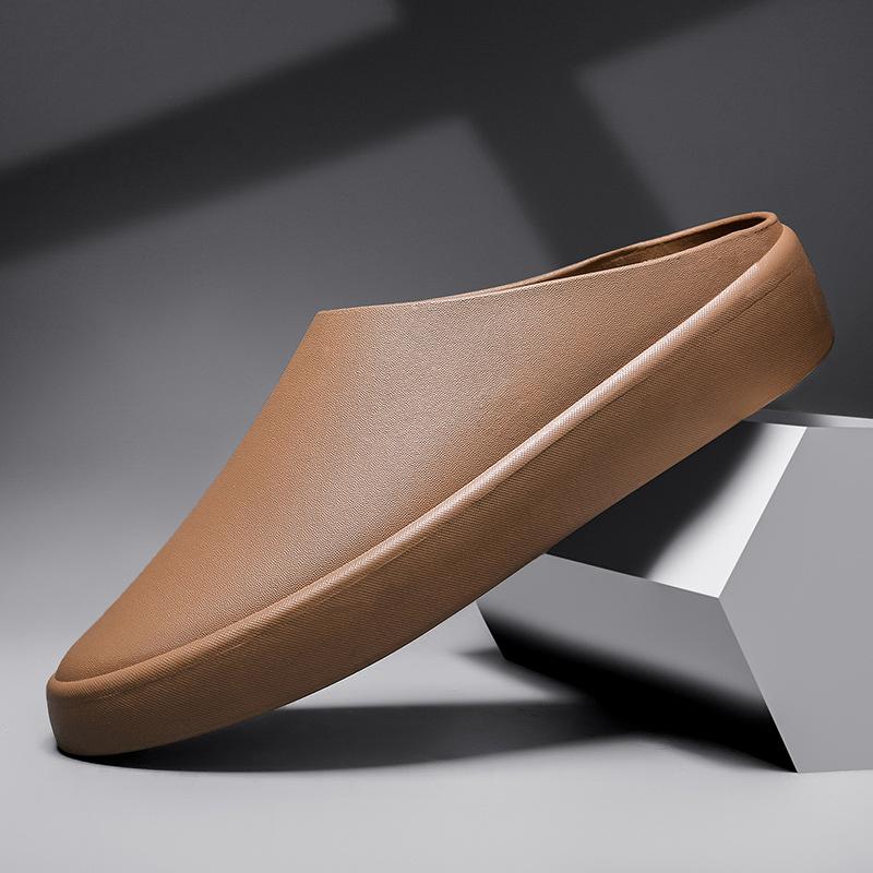 Summer new trend versatile personality half tray indoor and outdoor bag head one pedal comfortable leather waterproof lazy tide shoes