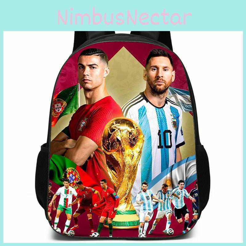 Football Messi Anime Cartoon Character Student Backpack For Schooling Kids