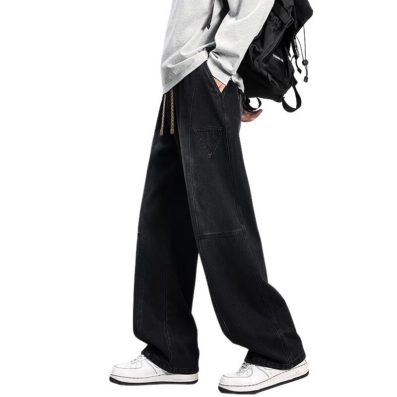 Men's Retro Loose Fit Straight Wide-Leg Cargo Jeans