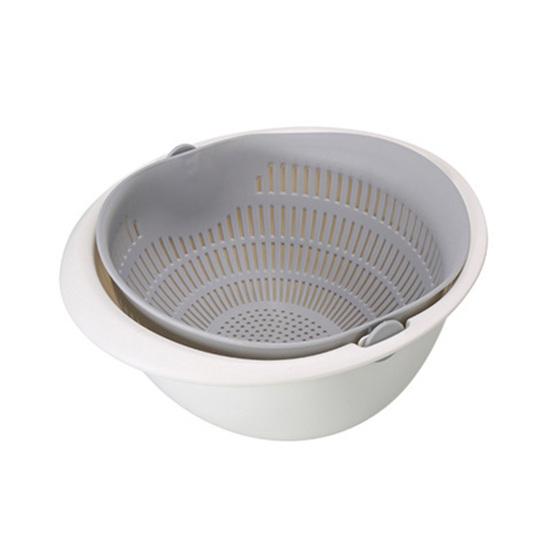 Drain Basket 360 Degree Free Rotation Detachable Double Layer Fruit Vegetable Drain Colander for Home
