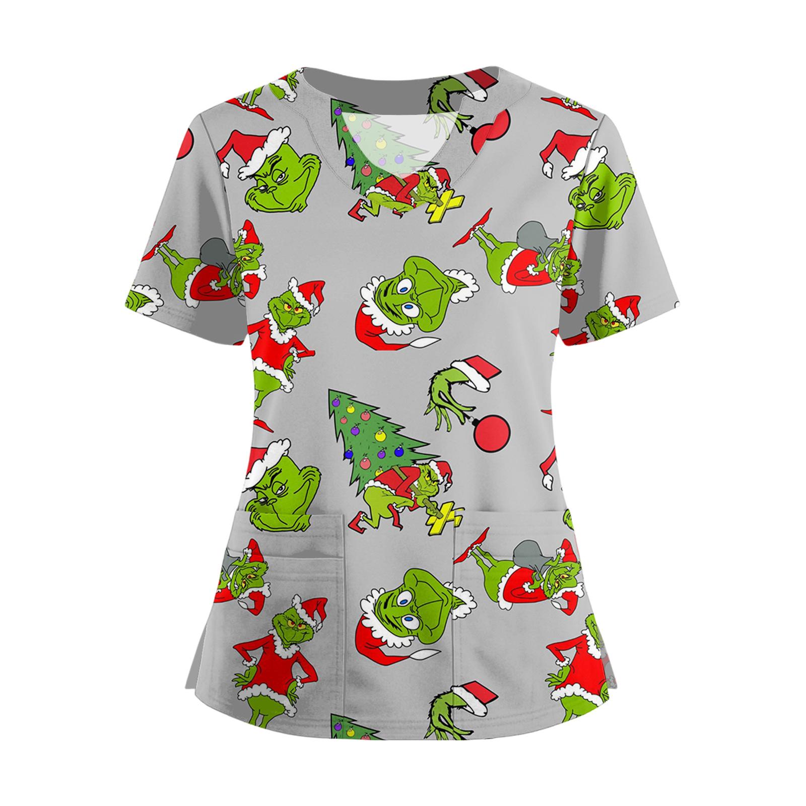 

Женская футболка с коротким рукавом, рождественским принтом, V-образным вырезом, на пуговицах сбоку и разрезом M