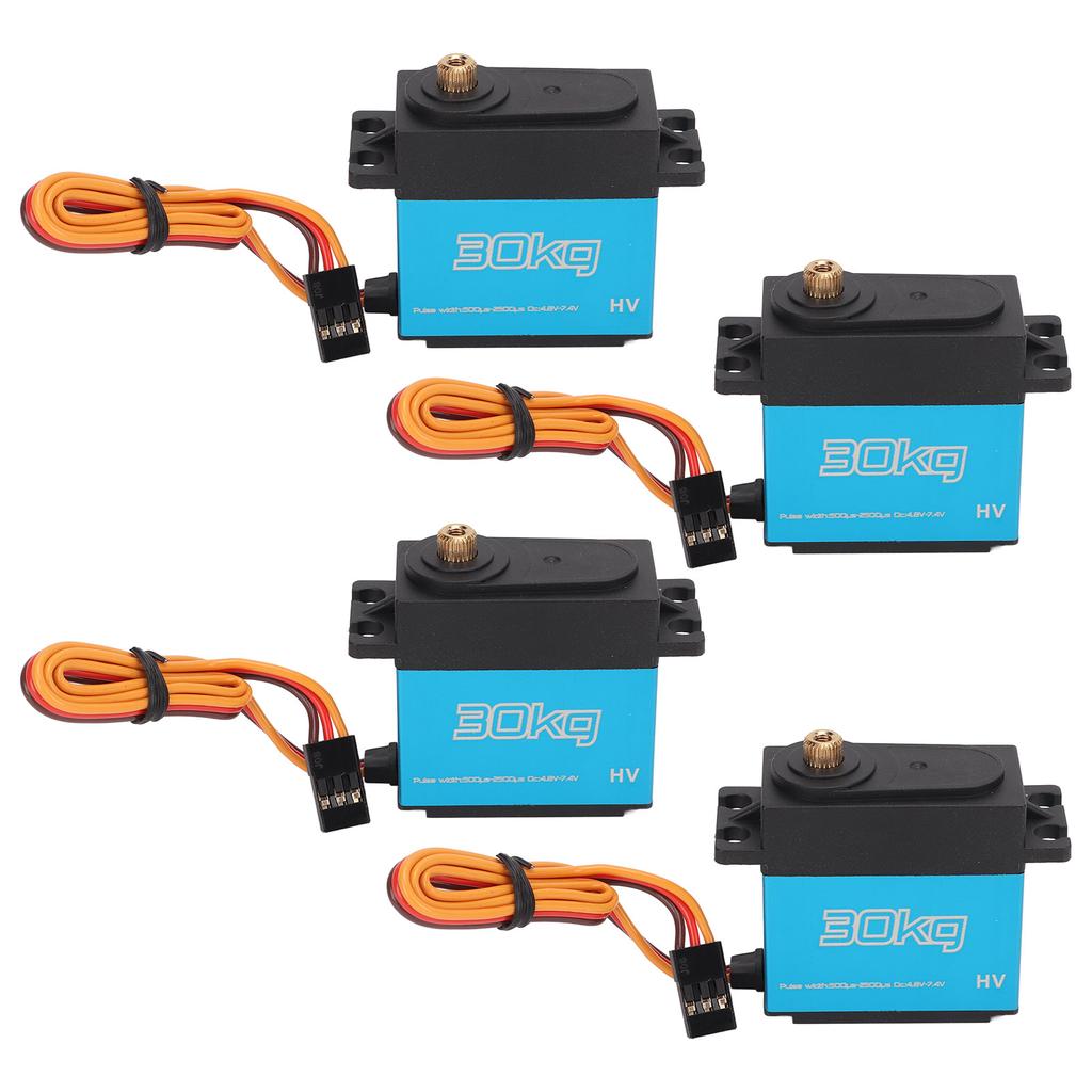 4Pcs 30kg RC Metal Gear Digital Servo with 25T Metal Servo Arm for 1 10 Remote Control Car Plane
