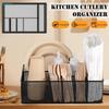 Black Metal Mesh Desk Organizer, Multi-Compartment Office Supply Caddy for Stationery Storage