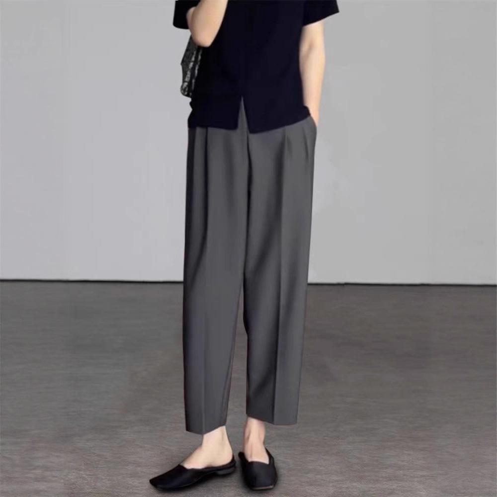 

Plus Size Pants for Women Spring Summer Fashion High Waist Suit Pants Women Gray or Black Casual Trousers Female 4XL сірий