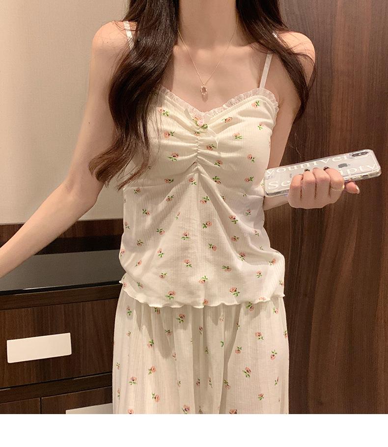 Hot-Selling 2024 Women's Long Sleeve Floral Pajama Set - Sexy Spring & Autumn Three-Piece with Chest Pads